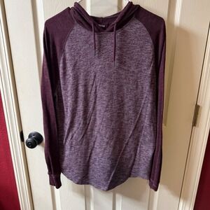 EXPRESS‎ Mens Burgundy Heathered Knit Hoodie Long Sleeve Casual Pullover Size M